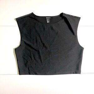 Black sleeveless crop top